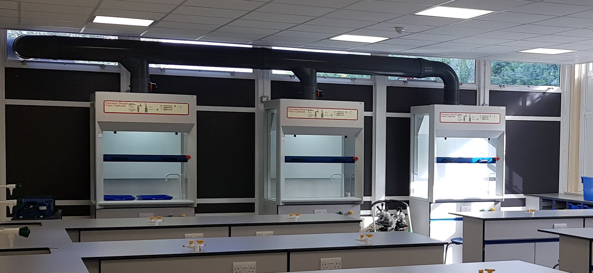 Combining robust design with competitive price, this fixed school fume cupboard can also include a full extract system package for a one-stop installation.