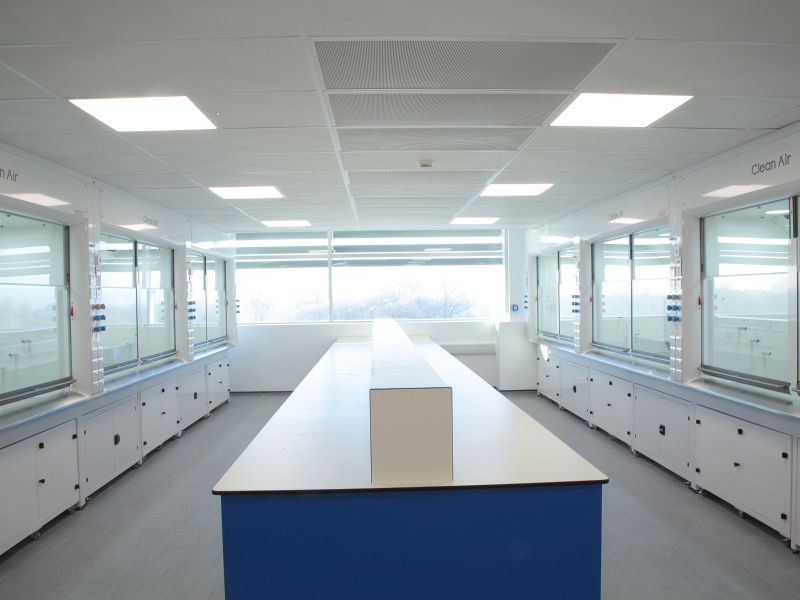 Fume Cupboard Install with lab furniture at the Sygnature life science laboratories.