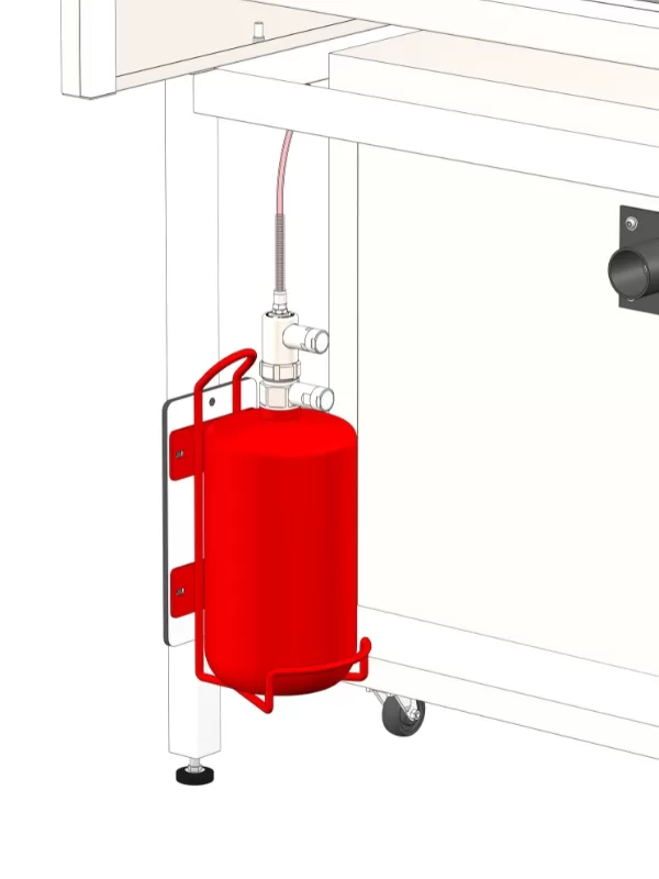 The fire suppression system swiftly extinguishes flames within the fume cupboard, preventing the fire from spreading and escalating into a larger hazard.